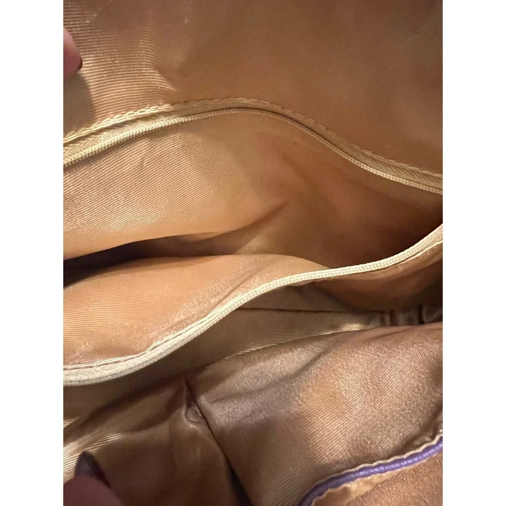 Dora Delphine Purple Leather‎ Satchel Crossbody Bag Gold Hardware Purse